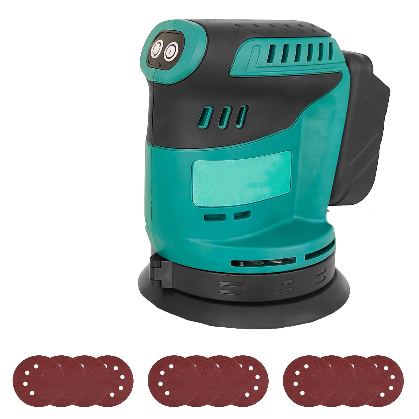 Brushless Orbital Sander Compatible with Makita 18V Battery, 300W Cordless Random Orbital Sander with 12Pcs Sandpapers, 360°Rotating Sanding, for Sanding, Polishing Metal/Wood (Tool only,no Battery)