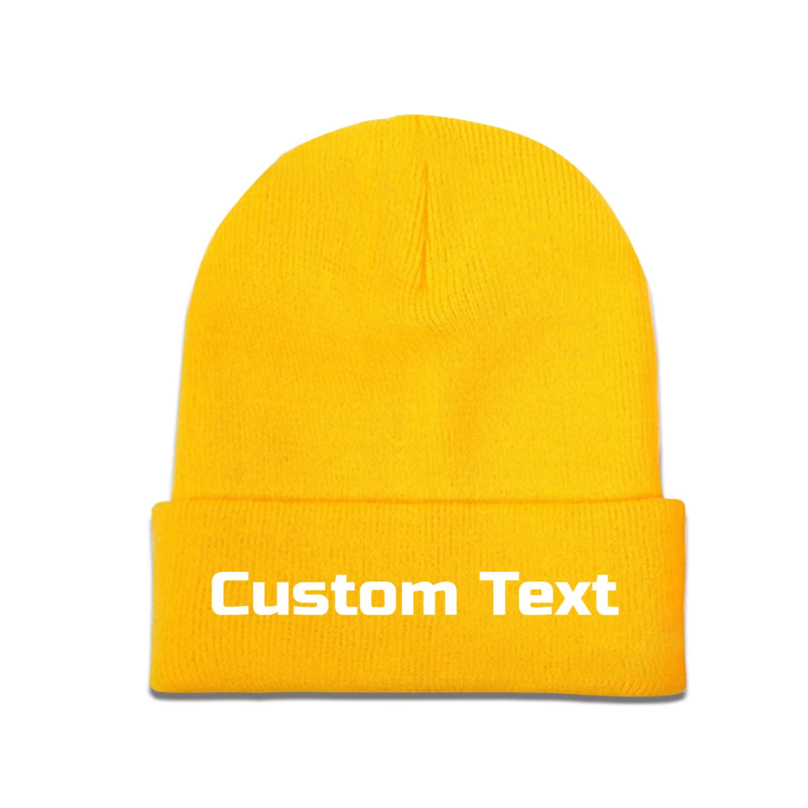 Miujonvy Unisex Yellow 0 Customized Hat Slouch Yellow Beanie Custom Text Warm Knit Skull Cap