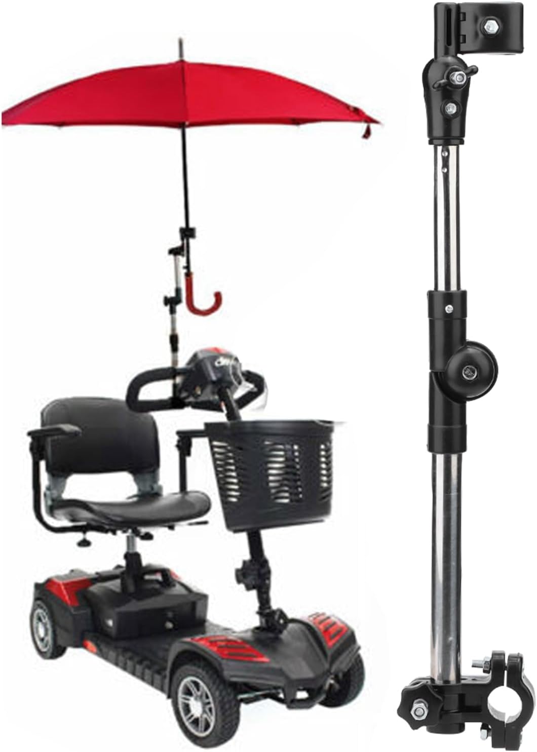 TARSHYRY Elderly Mobility Scooter Umbrella Holder,Universal Umbrella Mount Holder, Adjustable Stretch Umbrella Stand for Mobility Scooter,Stroller,Wheelchair,Beach Chair