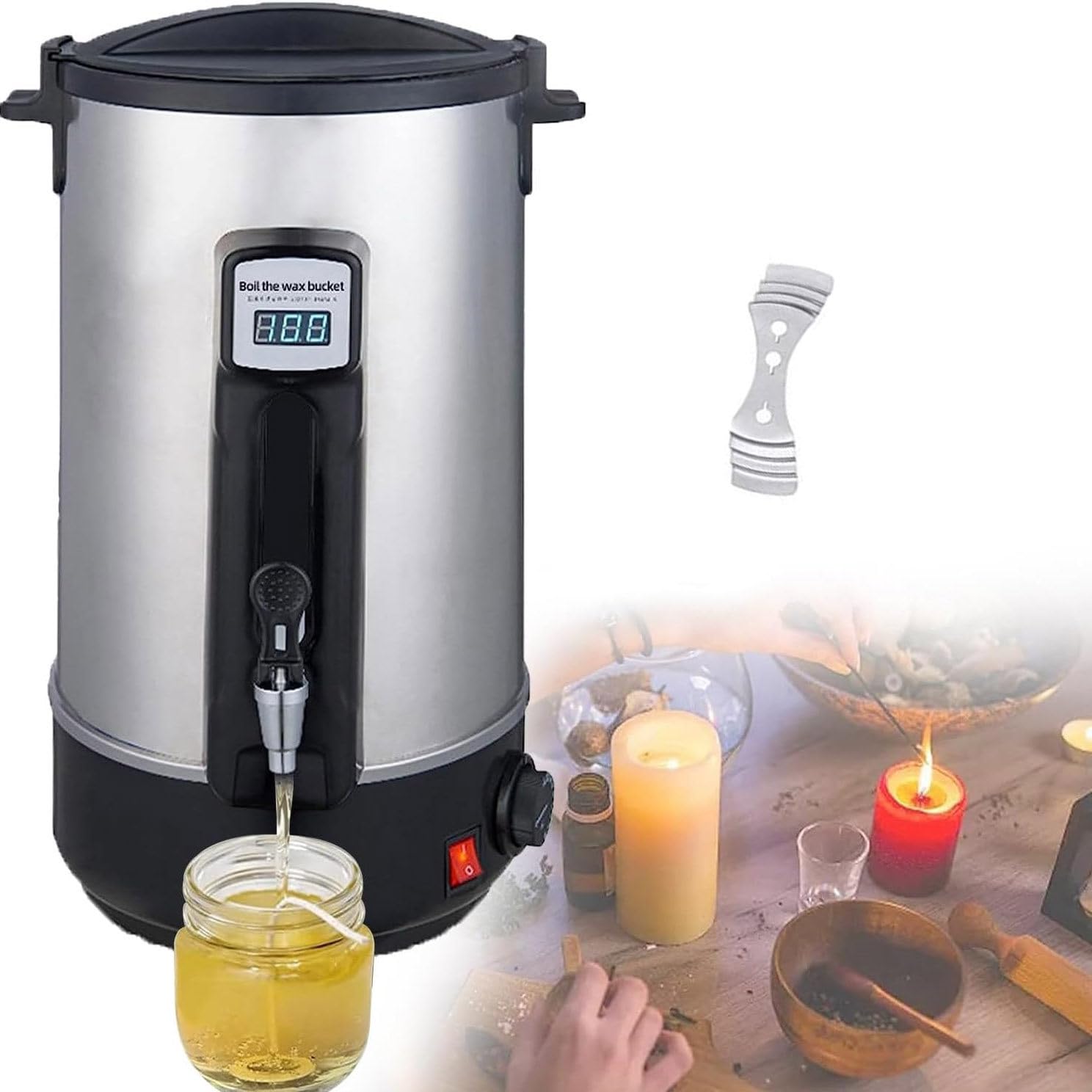 Wosk Do Topienia świec, 8-35L DIY Zestaw Do Robienia świec, Maszyna Do Topienia Wosku Do świec Z Dziobkiem Do Nalewania, Regulowana Kontrola Temperatury 30℃-110℃, Powłoka Nieprzywierająca,30L