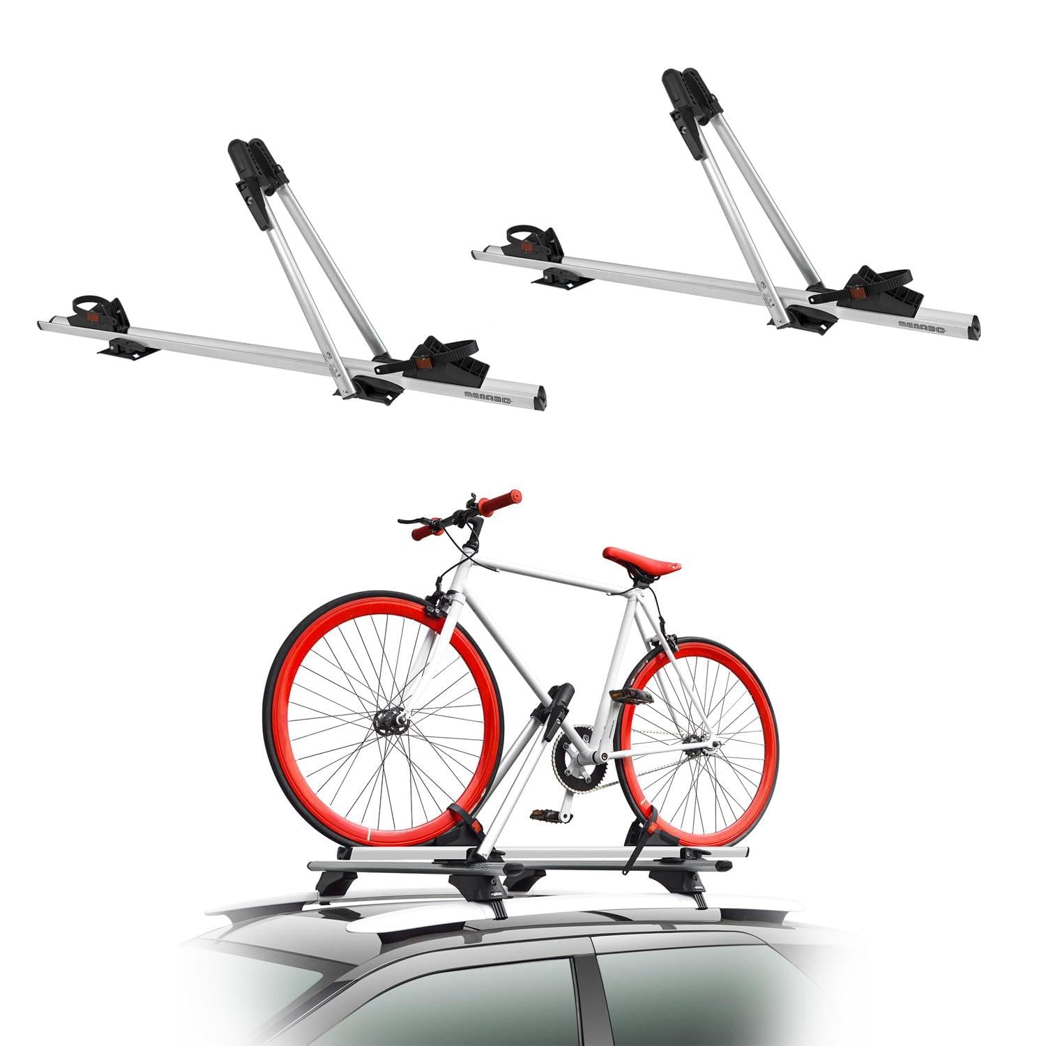 MENABO Bagażnik Rowerowy Juza Dachfahrradträger kompatybilny z Rower bis 15kg TÜV Alu 2tlg