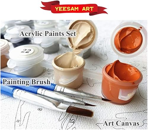 Miniatura 2 de YEESAM ART Pintura por números para adultos, pinturas famosas, flores de alcachofa de Jerusalén por Monet de 16 x 20 pulgadas, lienzo de lino,