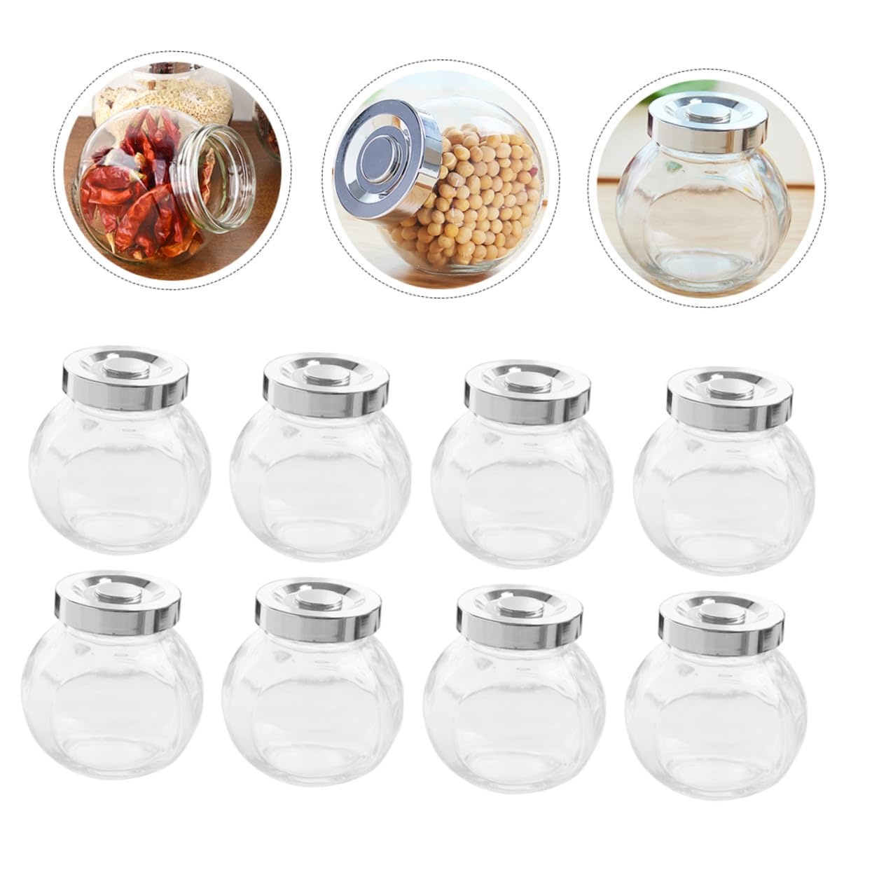 Didiseaon Glas Vorratsdosen 8 Stück 180 Ml Luftdicht Verschlossen mit Glasdeckel Runde Frischhaltedosen für Küche und Lebensmittelaufbewahrung