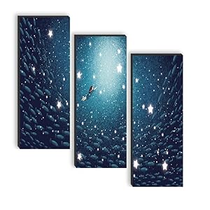 SAF set of 3 Star And Sky UV textured self adeshiv wall painting for home decoration SANF-SJ70
