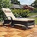 Melko Sonnenliege mit Rollen Rattanliege wetterfeste Rollliege Rückenlehne mehrstufig verstellbar Balkonliege