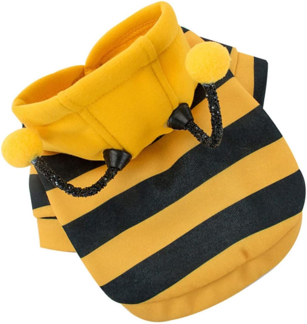 Pet Costume Cute Bumble Bee Party Halloween Hoodie Cartoon Warm Coat Pet Funny Ugly Holiday Cosplay Hoodies for Small Puppy, Dog, Cat, Kitten, 5-9 Pound (Bee, Medium)