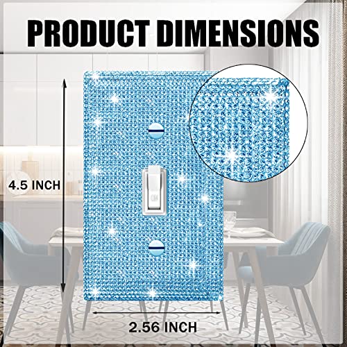 Image of Shiny Silver Blue Rhinestones Wall Plates Switch Plate Covers Decorative Light Switch Cover Single Toggle Rhinestones Outlet Covers Wall Plate
