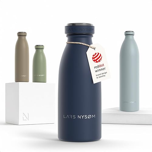 Miniatura 89 de LARS NYSØM Botella de agua aislada de acero inoxidable de 12 onzas, 17 onzas, 25 onzas, 34 onzas, 51 onzas, frasco térmico aislado para bebidas