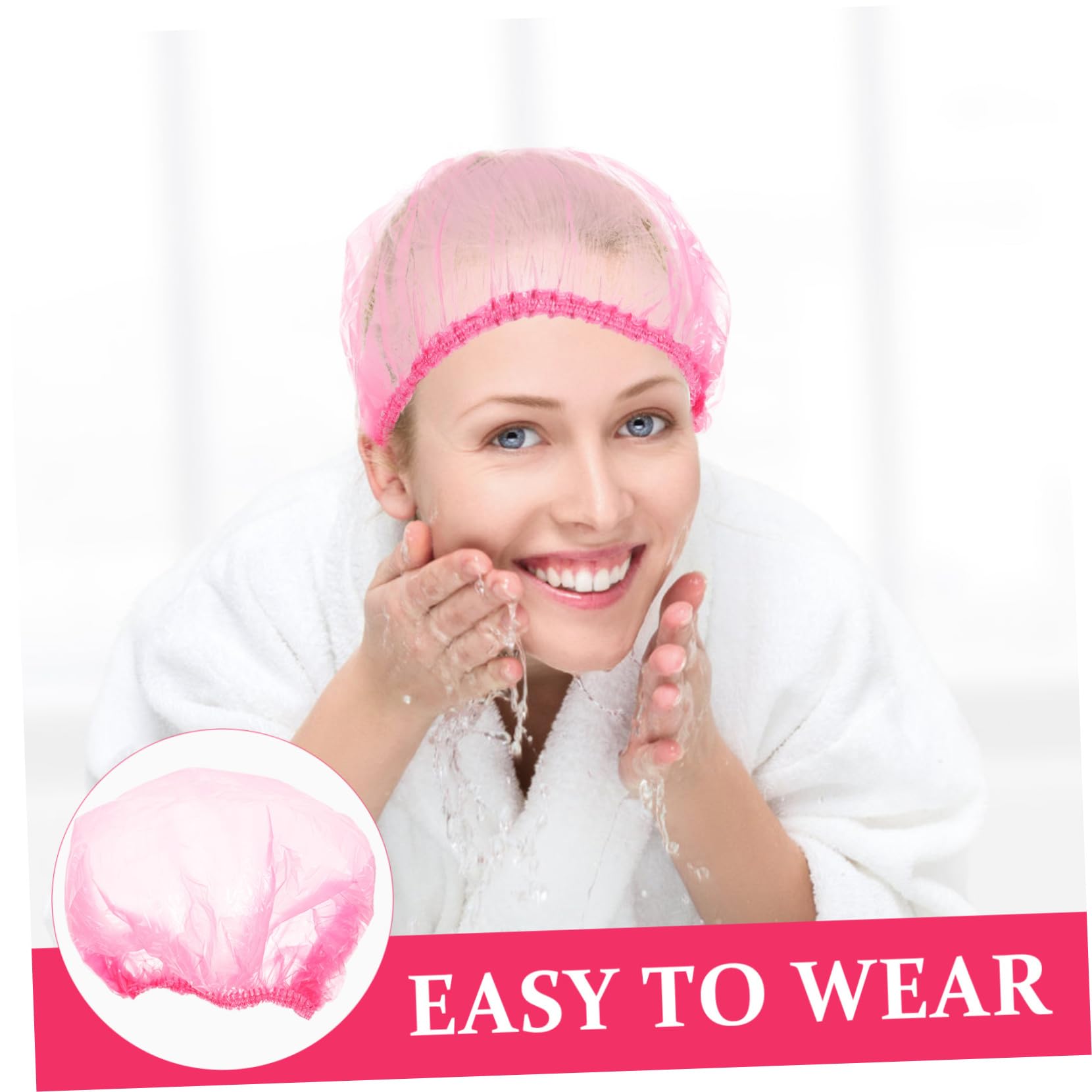 FRCOLOR Einweg Duschhauben zum Schutz der Haare Rosa für Damen aus Kunststoff 500 Stück Große Elastische Badekappen Beim Kochen und Reisen