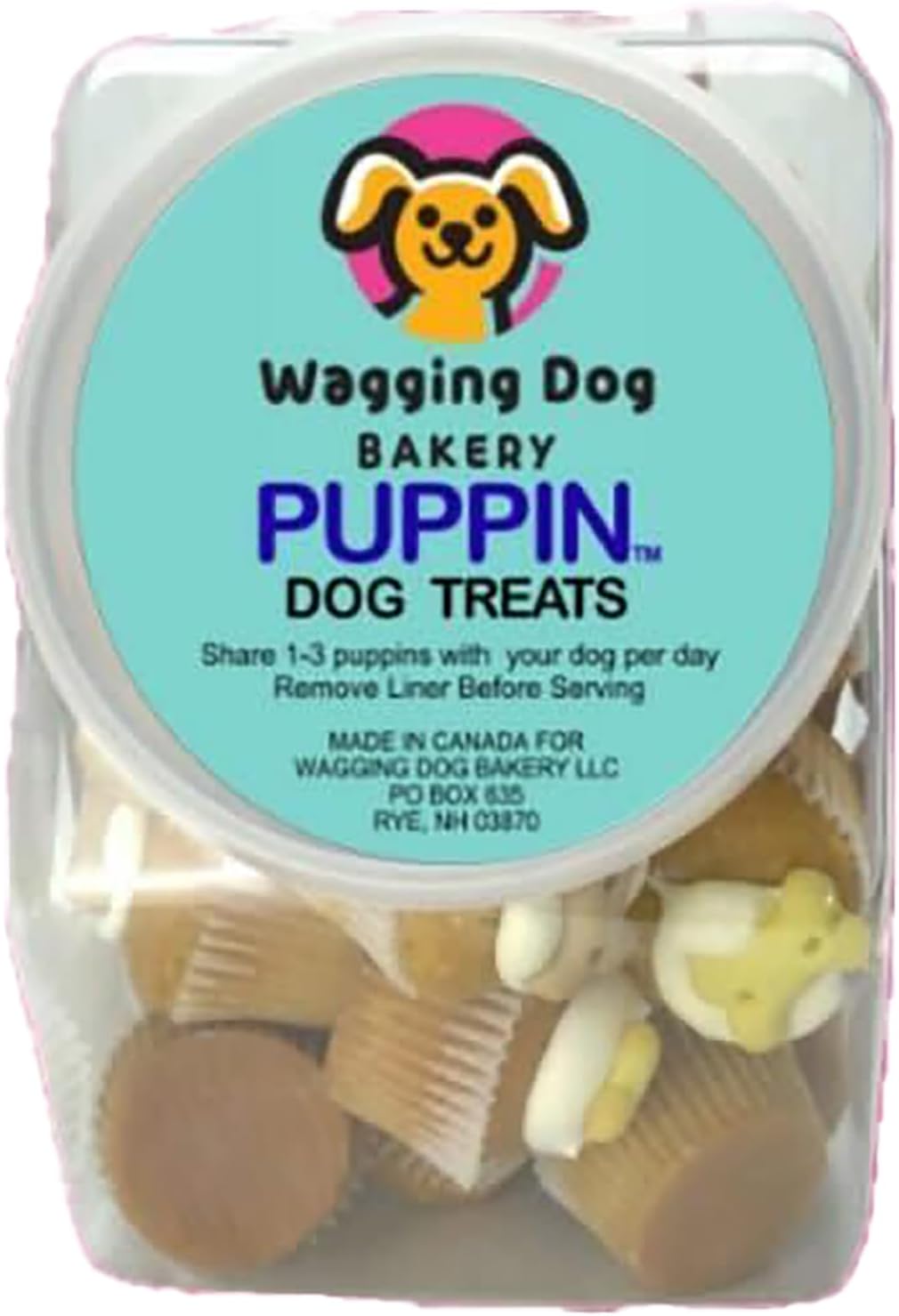 Puppin Mini Cupcake Dog Treat - 30 Pack Crunchy Biscuits, Countertop Jar, Quality Baked Goods for Your Furry Friends, Pet Reward