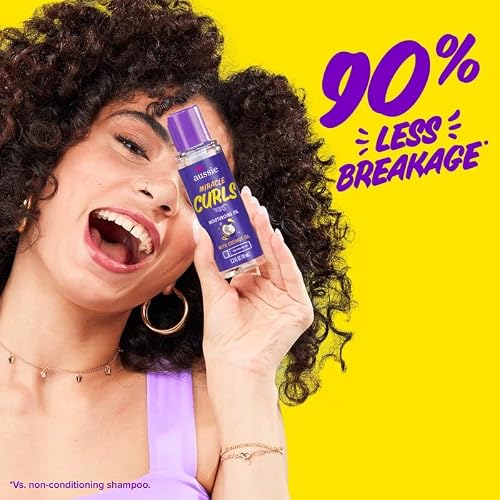 Aussie Miracle Curls Defining Oil Hair Treatment, 3 Pack, Coconut and Australian Jojoba Oil, For Dry, Curly, Kinky and Wavy Hair, Reduce Frizz and Add Shine, Paraben Free Formula, 3.2 oz Each