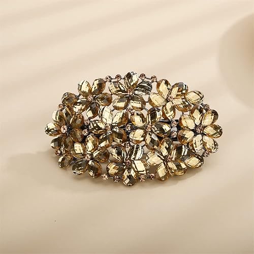 Miniatura 10 de Aimimier Pinzas para el cabello con cristales de flores, pinzas de cocodrilo con diamantes de imitación grandes, horquillas para el cabello de gemas