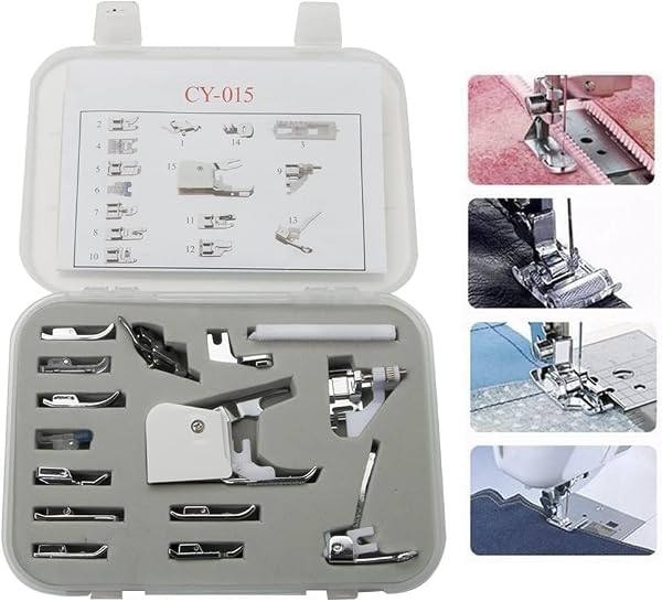 Universal 15 Piece Sewing Machine Presser Walking Feet Kit - OEM Suitable for Babylock Janome Brother New Home Singer Kenmore Simplicity Toyota Necchi by VOBRAMY - Used condition - US$14.79