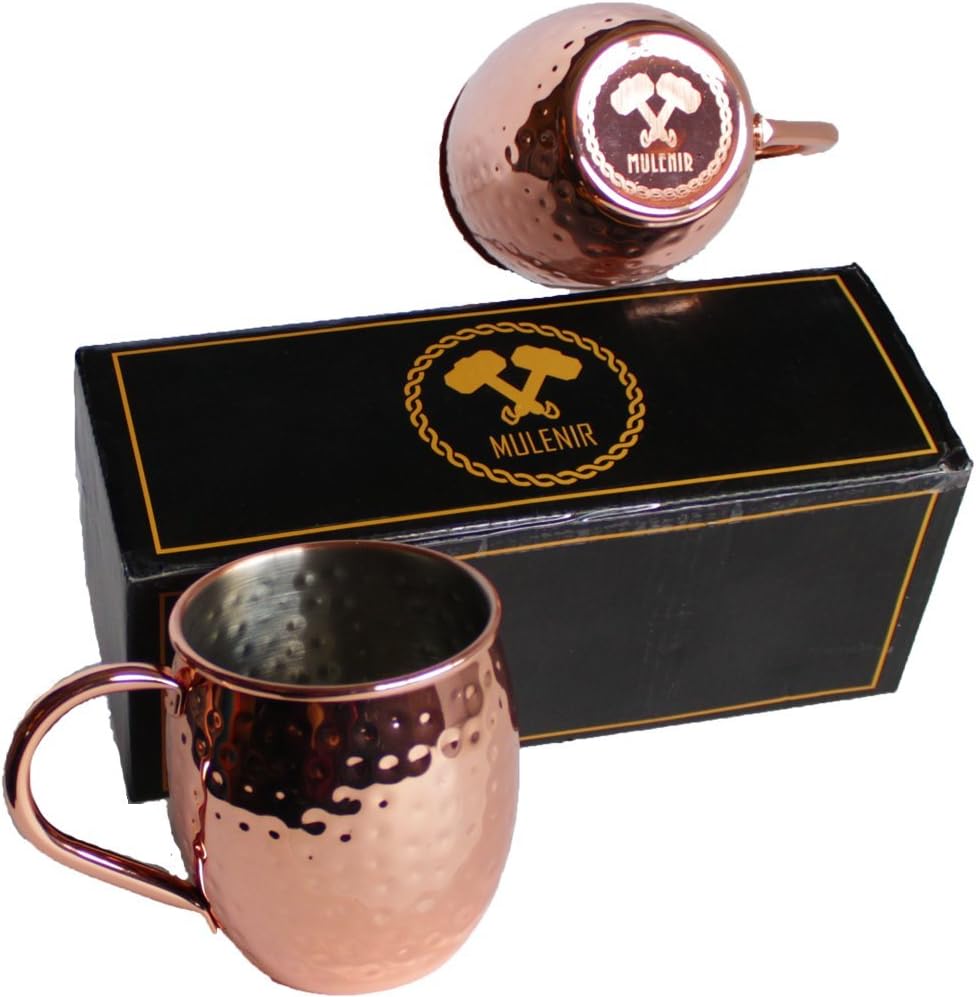 40% оƒƒ Dіѕсоunt Mulenir Moscow Mule Mugs - Pair Of Copper Mugs Styled With a Hammered Finish - Welded Handles - Lined With Food Safe Stainless Steel- Includes Mule Recipe Book - Great Gift For Weddings And Holidays