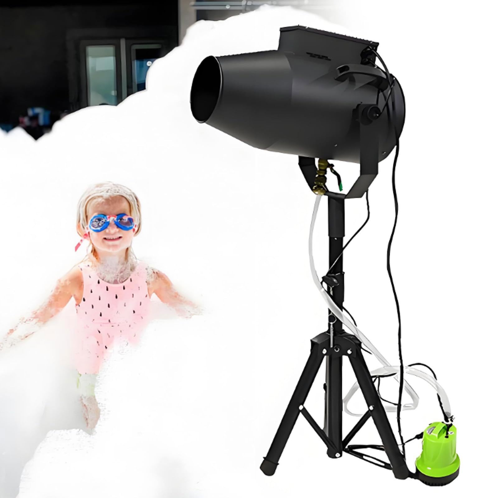 1000 W Schaumpartymaschine Schaumkanone Verstellbarer Winkel Schaummaschine 6–10 M Entfernung/80 M² Fläche Leistungsstarke Bühneneffekt-Schaummaschines Für Garten, Pool(Black)