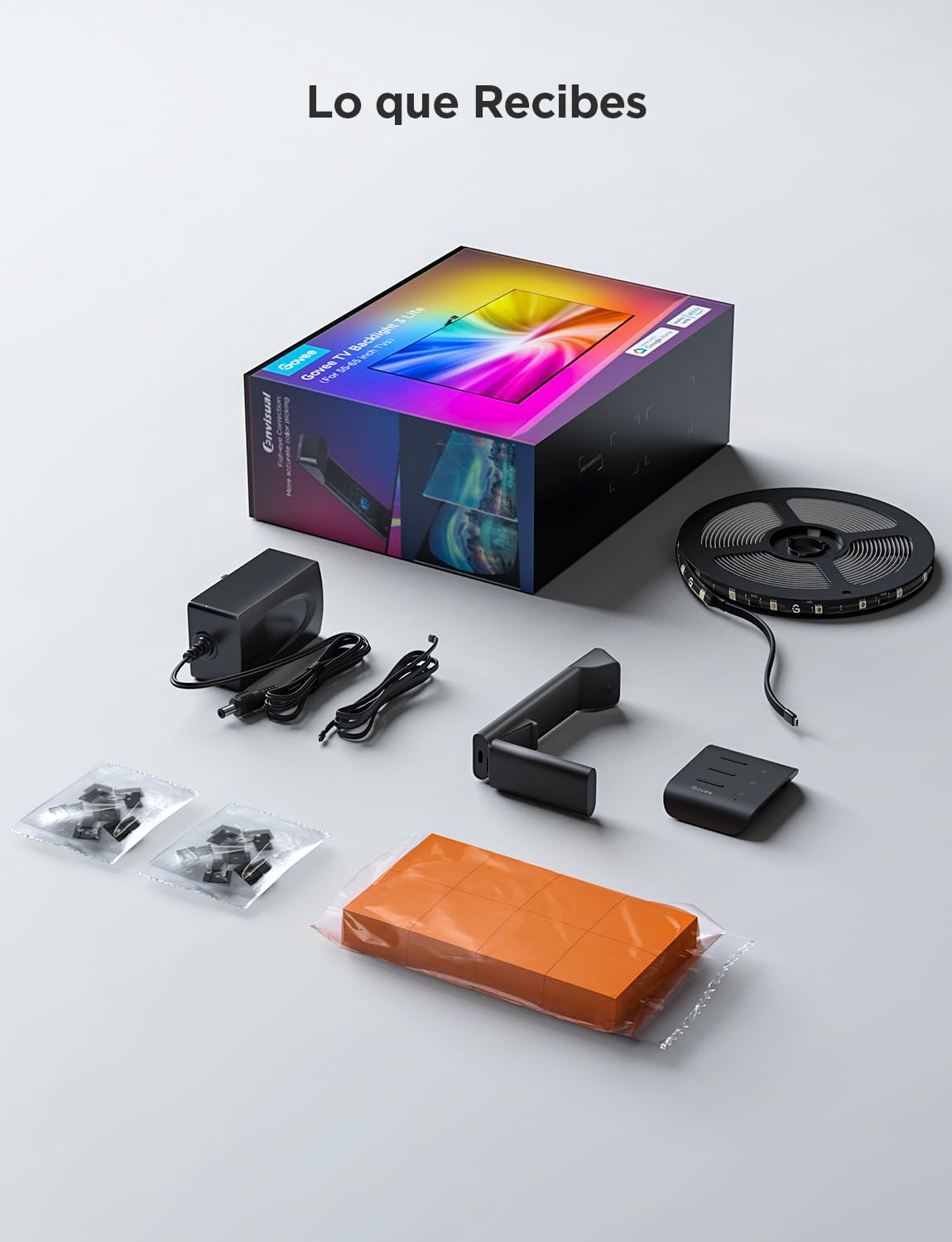 Govee TV Backlight 3 Lite con corrección de ojo de pez de cámara, 3,6m para TVs 55-65 pulgadas, retroiluminación LED RGBICW 4en1, WiFi, compatible con Alexa y control por app