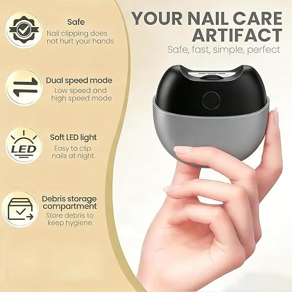 2026 New Automatic Nail Trimmer with Light and Nail Scraps Storage, 3 in 1 Automatic Electric Nail Clipper, echargeable Electric Nail File,Electric Toenail Clippers for Seniors Adults (Gray)