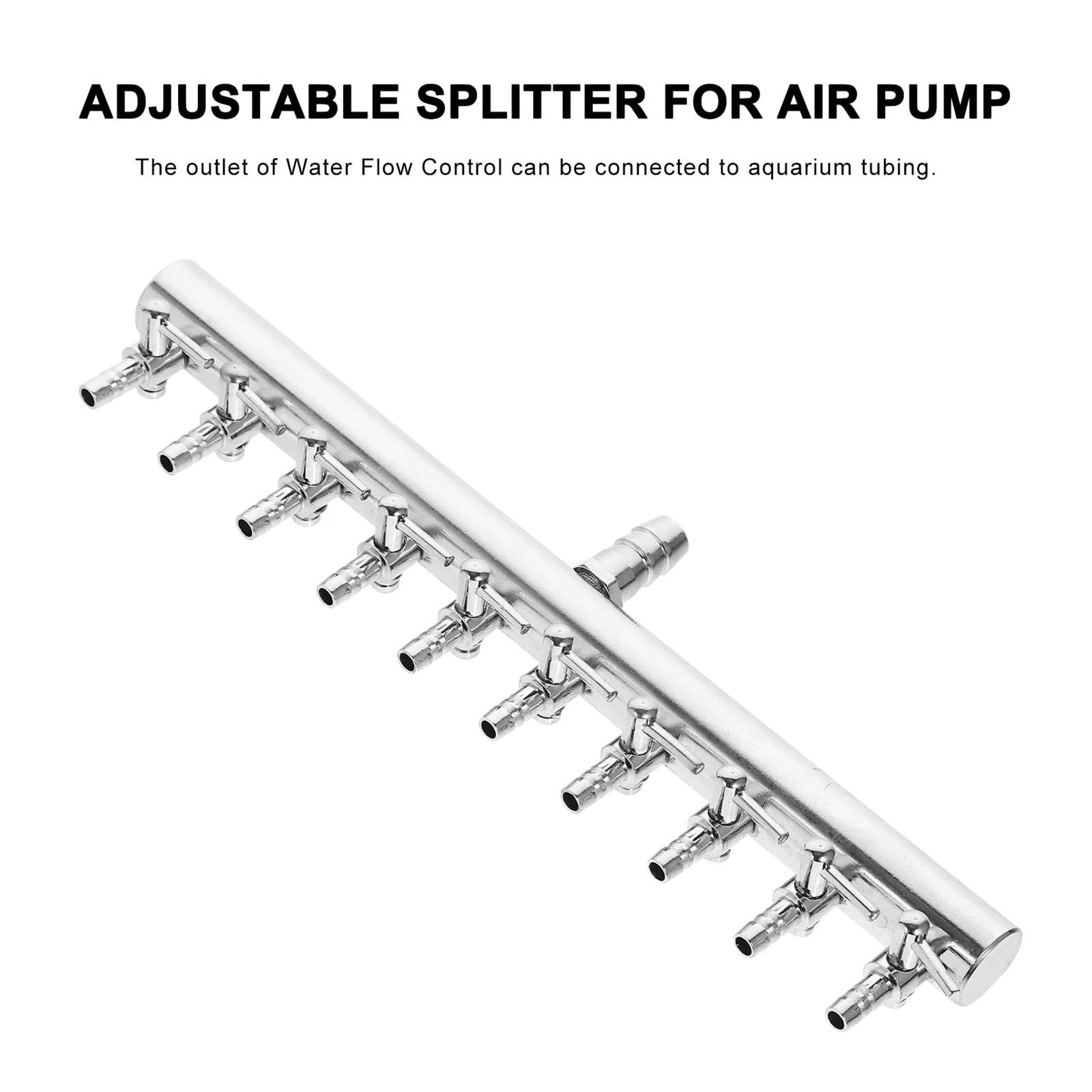 Válvula de aire de acuario de acero inoxidable de 10 vías, bomba de aire de acuario, palanca de flujo, divisor de control de colector, distribuidor de tubo de oxígeno, 8 a 4 mm, 1 unidad para