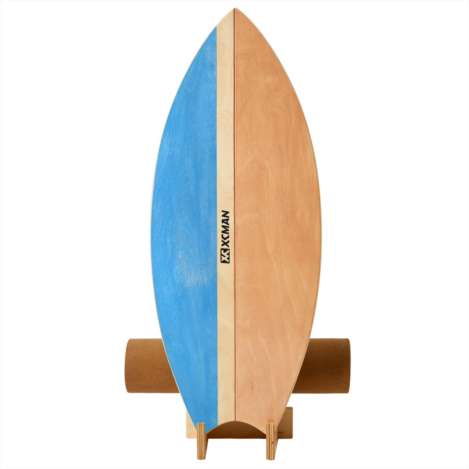 XCMAN Surf Balance Board Trainer with Roller Wooden Exercise Balancing Stability Trainer - Non Slip Surface for Adults |Balance Board for Surfing,Snowboarding,Skateboarding,Hockey,Yoga Training Flat
