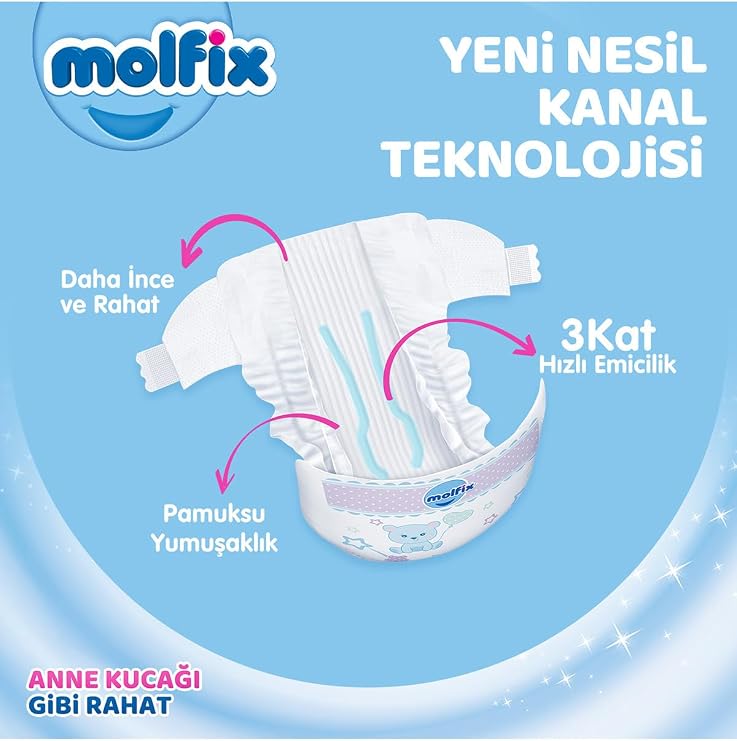 Molfix Diaper Size 6 E.Large Hyper Economy Package 124 Pieces