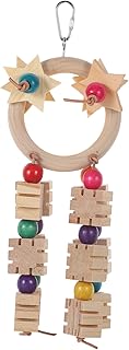 ABOOFAN Parrot Chewing Toy Bird Parrot Toys Natural Wood Chewing Toy Bird Cage Toys Hanging Swing Ring Hammock Toy for Parakeet Cockatiels Conures