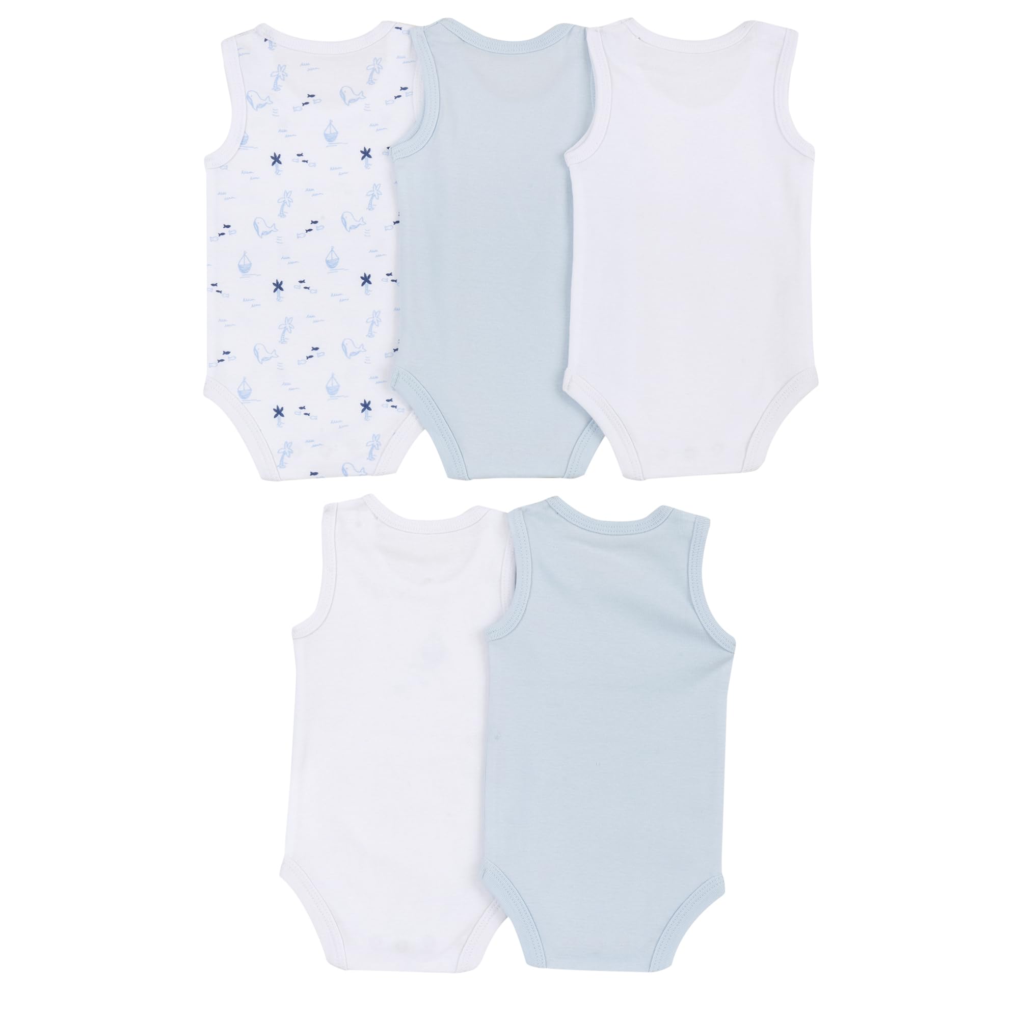 Prénatal, Set de 5 Body Bebé Sin Mangas, en Suave Algodón, con Cómoda Apertura con Botones