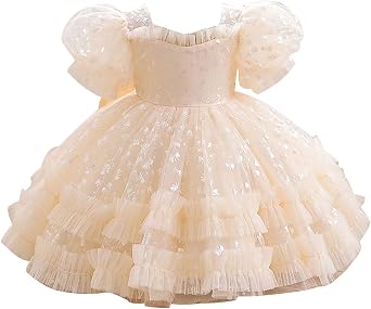 Toddler Girls Ruffle Lace Dress Pageant Party Wedding Flower Girl Dress Princess Formal Gown