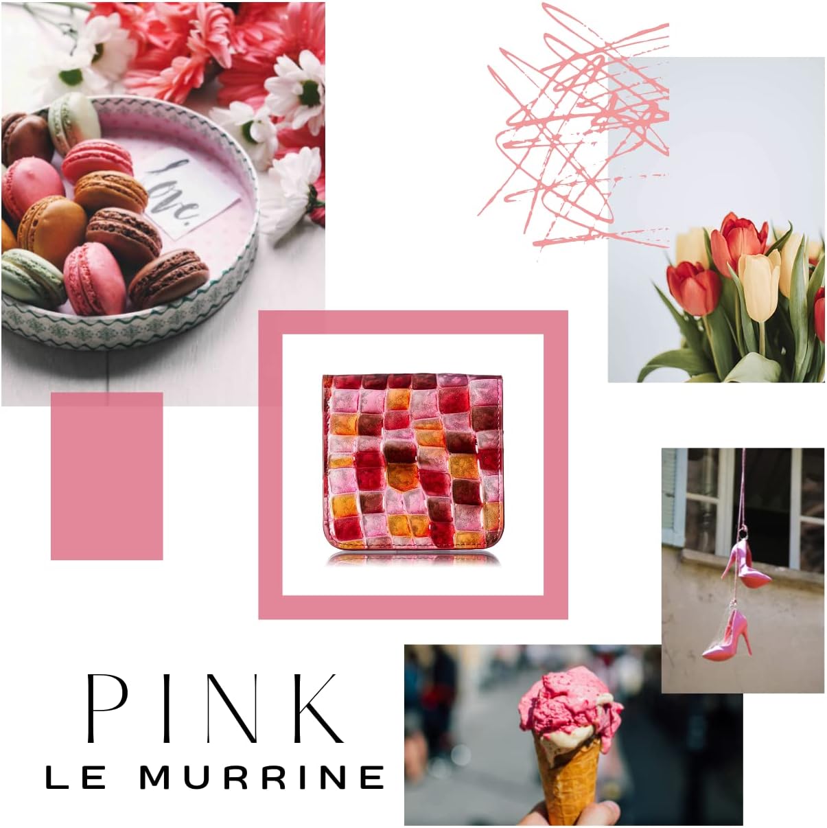 VOICE Align mini type Cute wallets weighing only 2.7 oz. Leather made by Life in Italy Cowhide ART.LE MURRINE Women's Elegant, easy-to-use and beautiful In gift box(Pink)