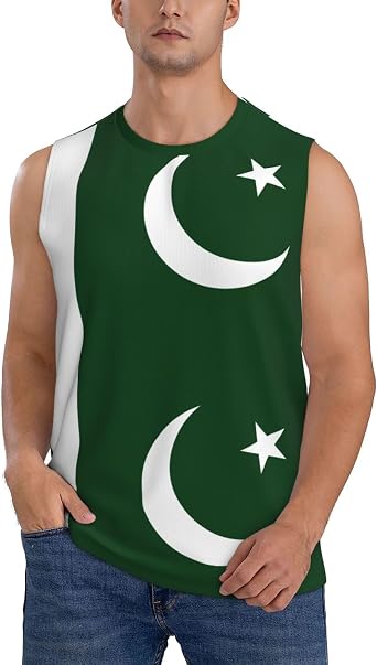 Flag of Pakistan Print Mens Casual Tank Tops, Sleeveless Muscle Tee Top, Fit Tank Athletic T Shirt for Daily Wear
