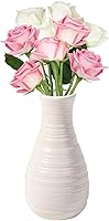 WELLIN Unbreakable Seashell White Plastic Vase - Shatterproof Ceramic Look for Flowers, Home Decor, Living Room Table