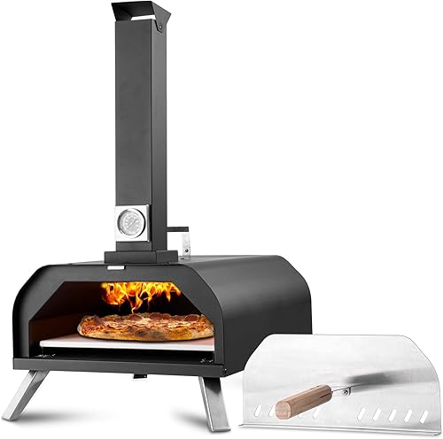 Horno de pizza al aire libre, horno de pizza de leña de 13 pulgadas para exteriores, hornos de pizza de pellets para exteriores, hornos portátiles