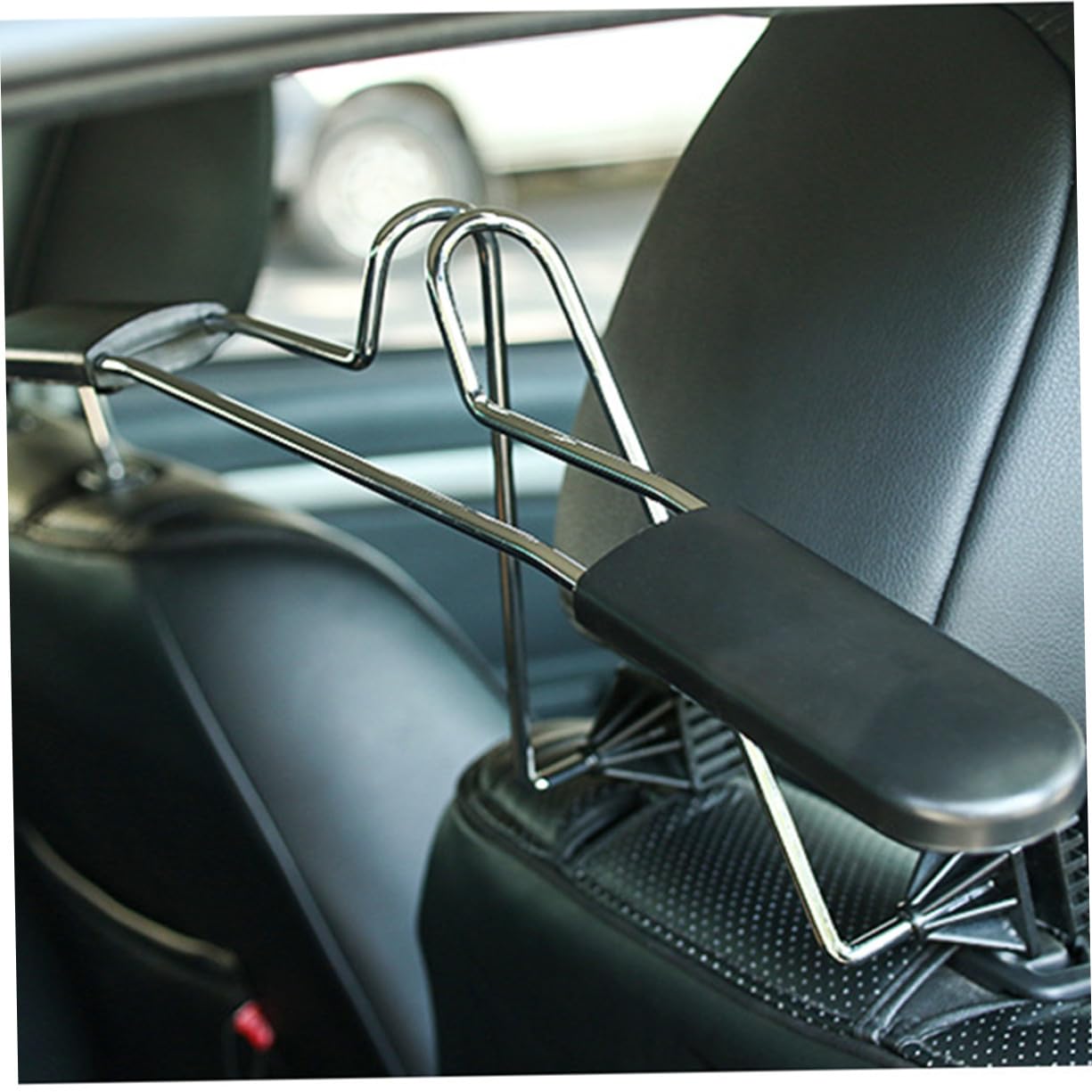 Hemobllo Appendiabiti per Macchina in Acciaio Inox Nero, Car Hanger | Schienale Sedile Auto, Bracci Regolabili, Adatto a Vestiti e Sacchetti della Spesa in Plastica