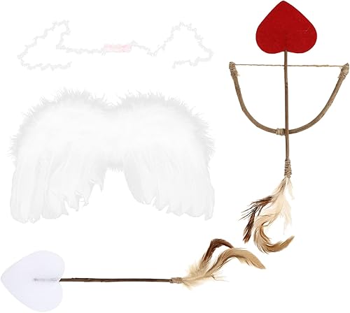 Alipis Cupido Mini Cupido Set Cupido Flechas Arco Conjunto de Flor Diadema Bebé Recién Nacido Cupido Disfraz Cosplay Bebé Ala de Ángel Infantil Para