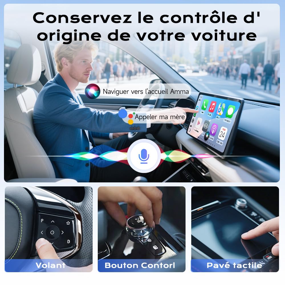 Carlinkit Mini Ultra Adaptateur sans fil CarPlay & Android Auto – Dongle Plug & Play pour iPhone & Android, Convertit câblé en sans fil, USB-A/USB-C, compatible avec les voitures OEM câblées