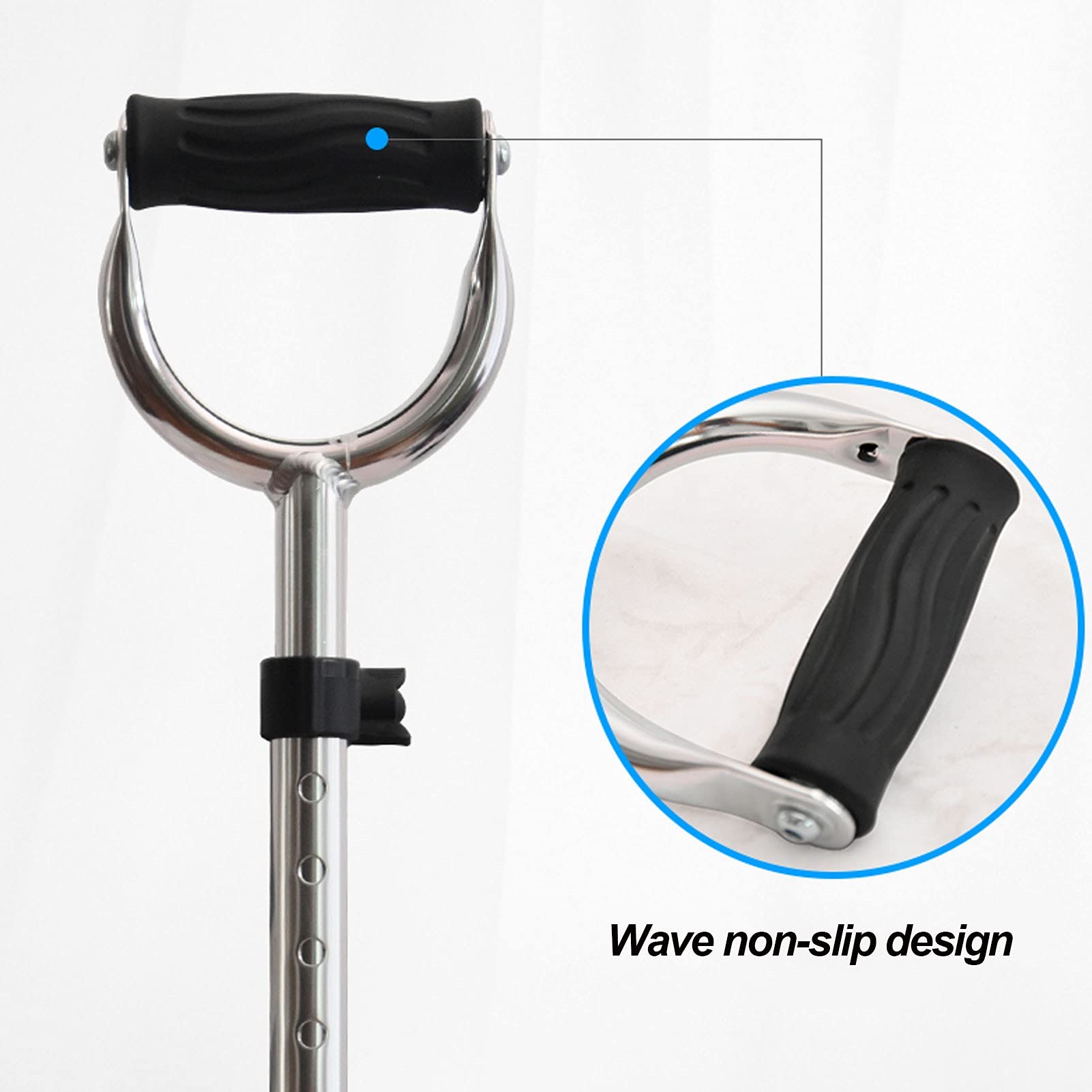 Bastón de Paseo Bastones para Mayores Bastón de caminata ligero, bastón para caminar con mango ergonómico y correa de muñeca 10 ajustes de altura, altura grande de cuatro piernas, base antideslizante,