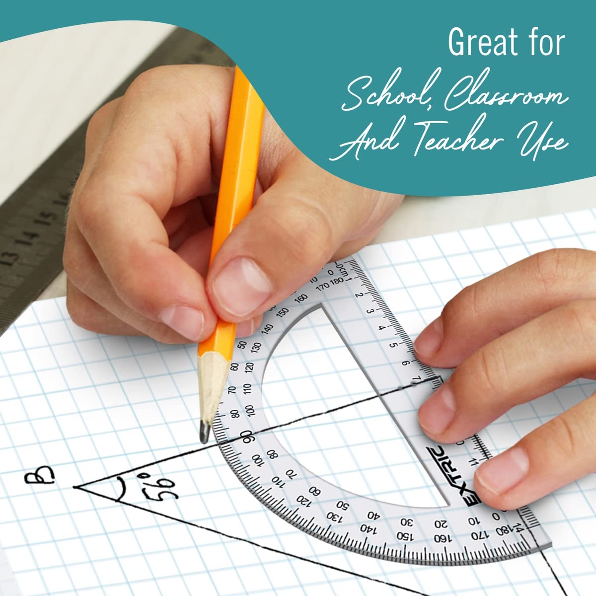 Protractor 2 Count - Protractor for Geometry, 6 Inch Clear Plastic, Protractor for Woodworking, Protractors Classroom Set - 180 Degrees Math ...