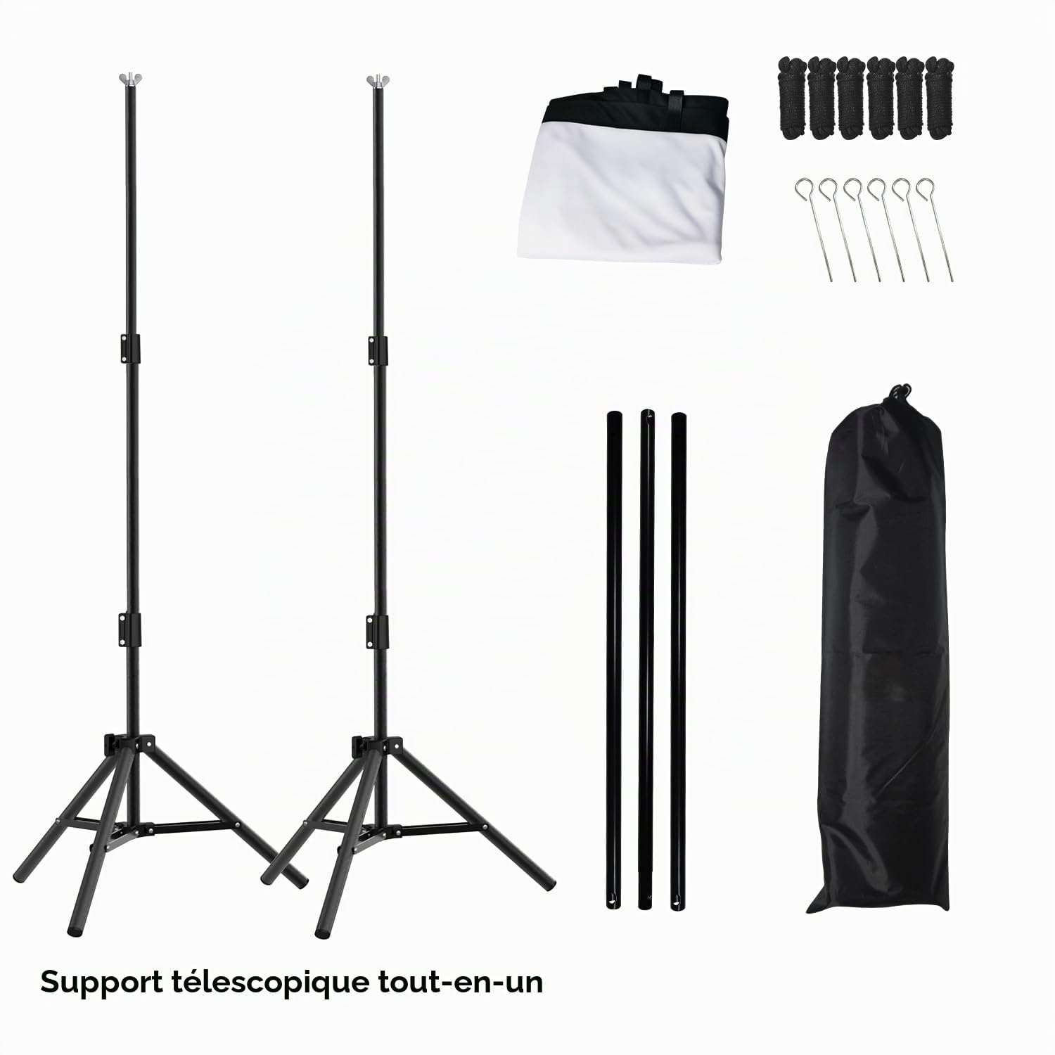 Écran de projection et support, écran de projection portable de 100 pouces 16:9 4K HD pour intérieur et extérieur