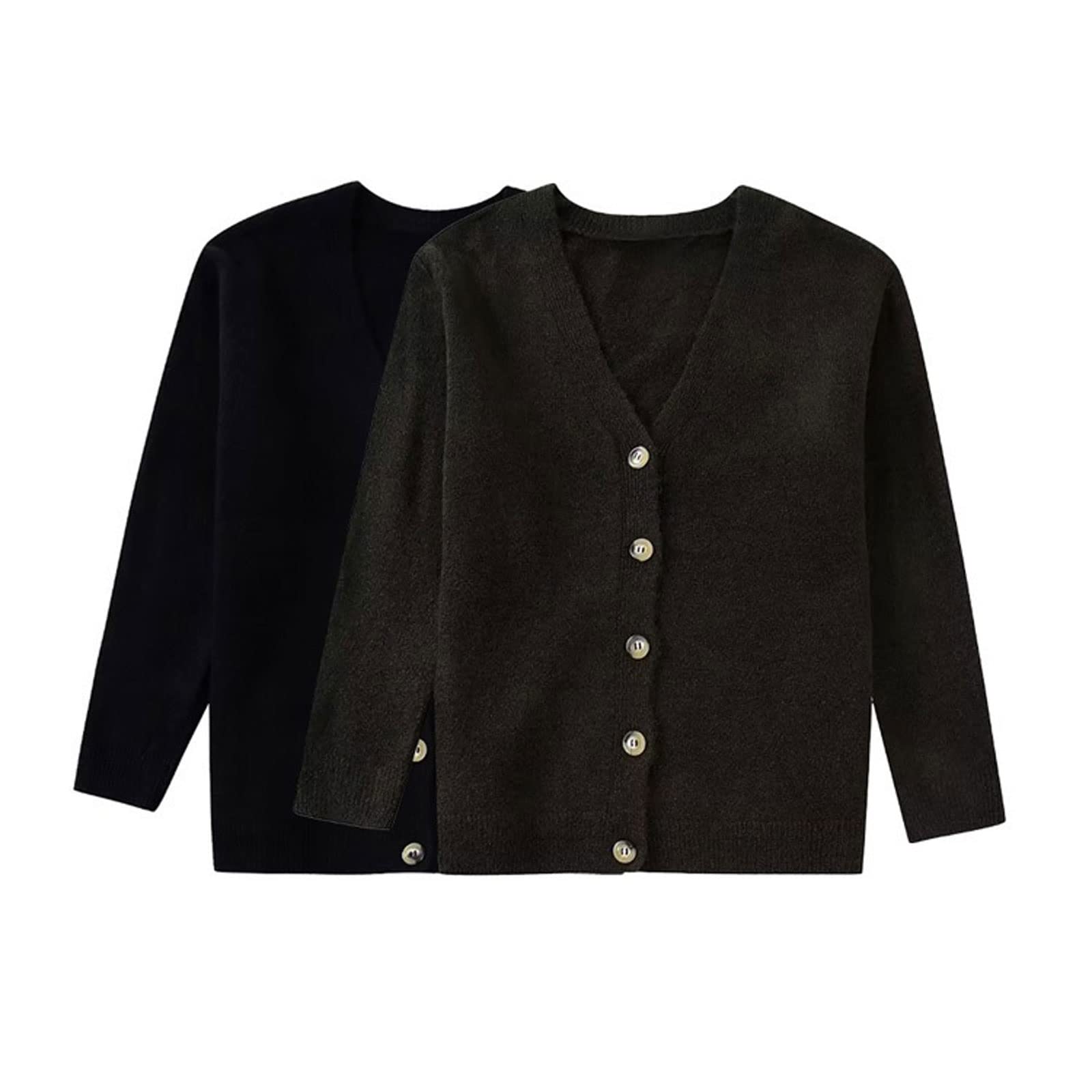Cárdigan para mujer, suave al tacto, suéter de manga larga con botones frontales, abrigo elegante para mujer (M)