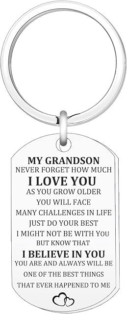 Grandson Keyring Inspirational keyring Gifts from grandma, grandpa Birthday Graduation Christmas Present for Grandson