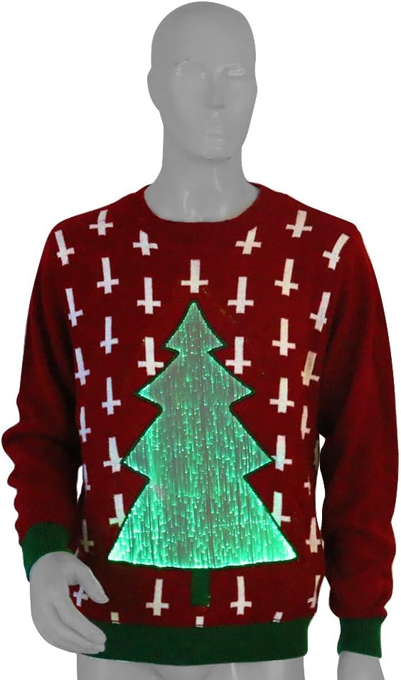 Ugly Christmas Sweater - LED Illuminated Tree Displaying 7 Alternating Colors For Any Holy Night!
