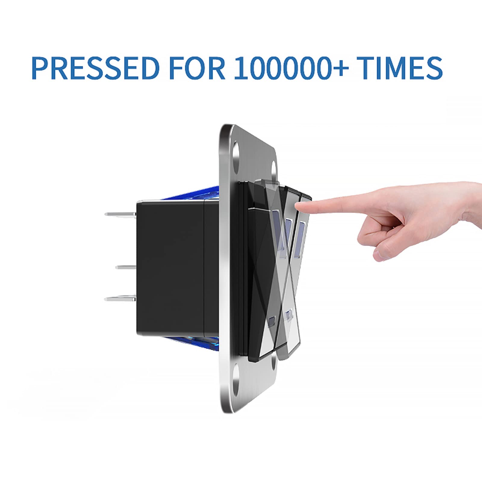 Pannello Interruttori a Bilanciere Pannello Interruttori Marini a Levetta per Barche 4 Gang 12V 24V Precablato Doppia Luce Blu Caricatore USB Voltmetro
