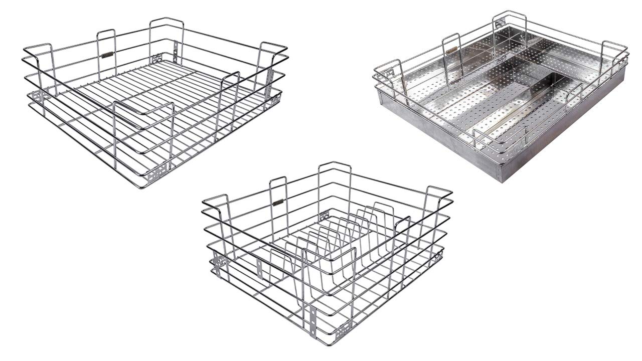 Steel Gold Modular Kitchen Basket Size (Set of 3) (21 * 20 INCH)