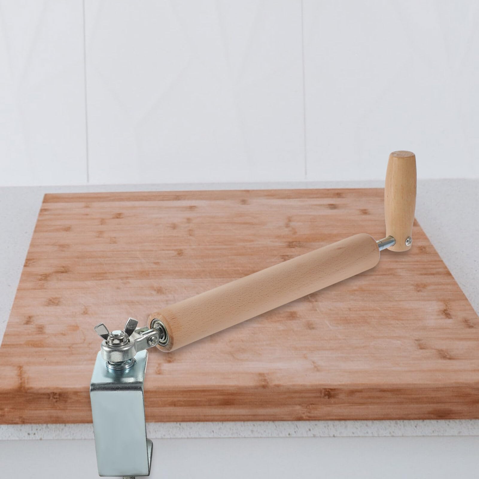 Rouleau à Pâtisserie 360° en Bois Beige Acier Inoxydable
