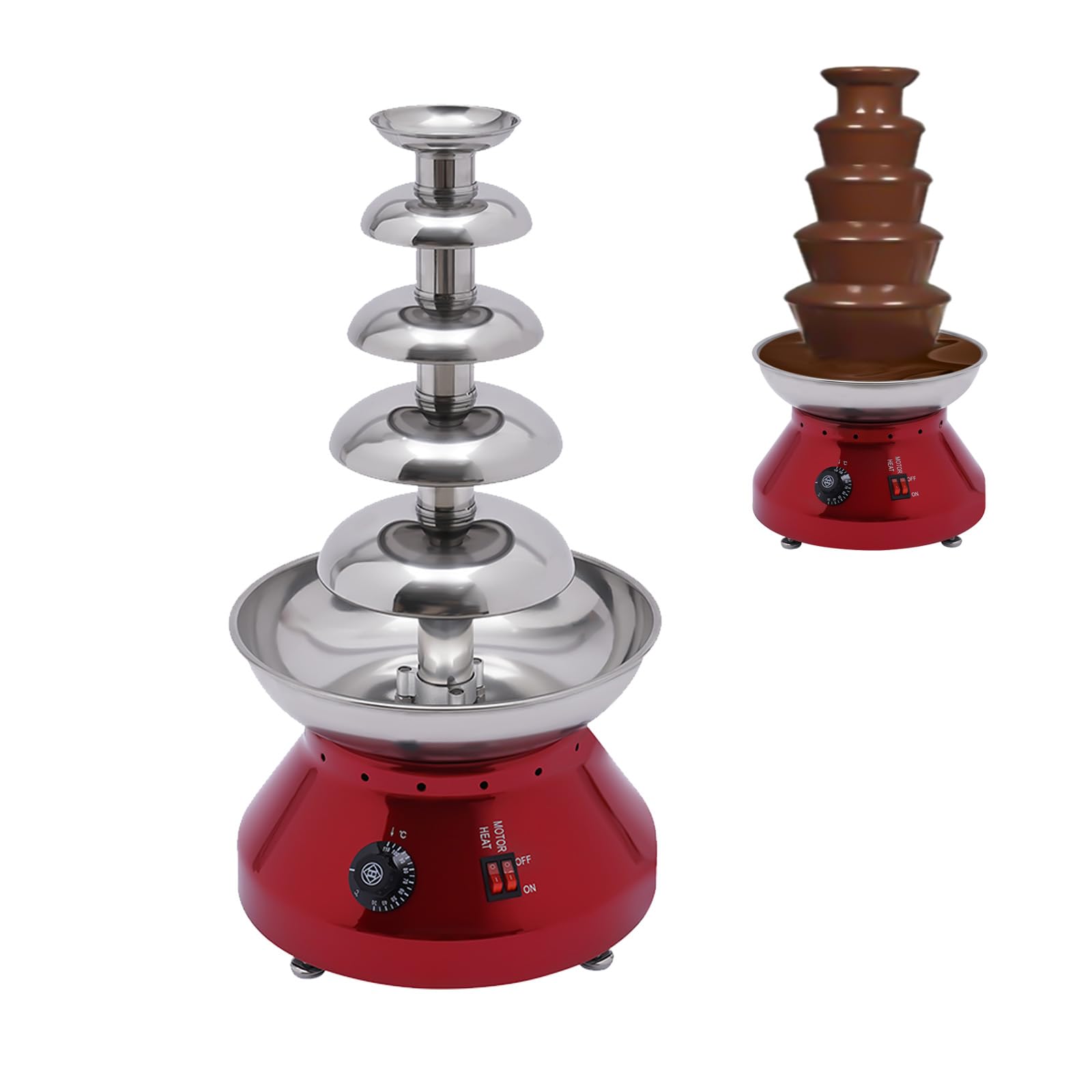 AGULIUM 5 Tier Chocolate Fountain Machine, 230W Electric Chocolate Fondue Fountain, Stainless Steel Chocolate Melting Heating Machine for Chocolate Cheese Liqueur Queso for Party Wedding