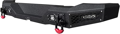 Miniatura 6 de Parachoques trasero de acero para Ford Bronco 2021-2025 con luces y anillos en D (textura negra)