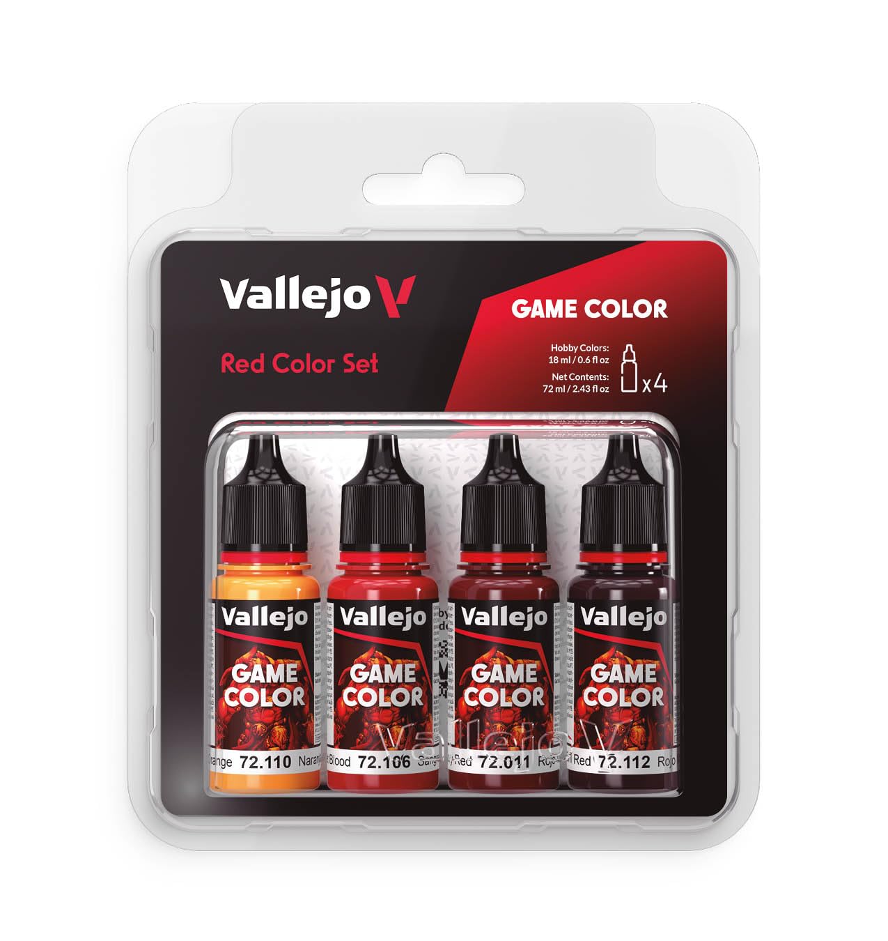 VALLEJO GAME COLOR - RED COLOR SET (4 x 18ML BOTTLES) - 72.377