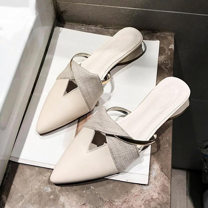 HBJWOV Baotou Half Slippers for Women's Shoes Wearing Sandals on The Outside Women's Flat Low Heels3