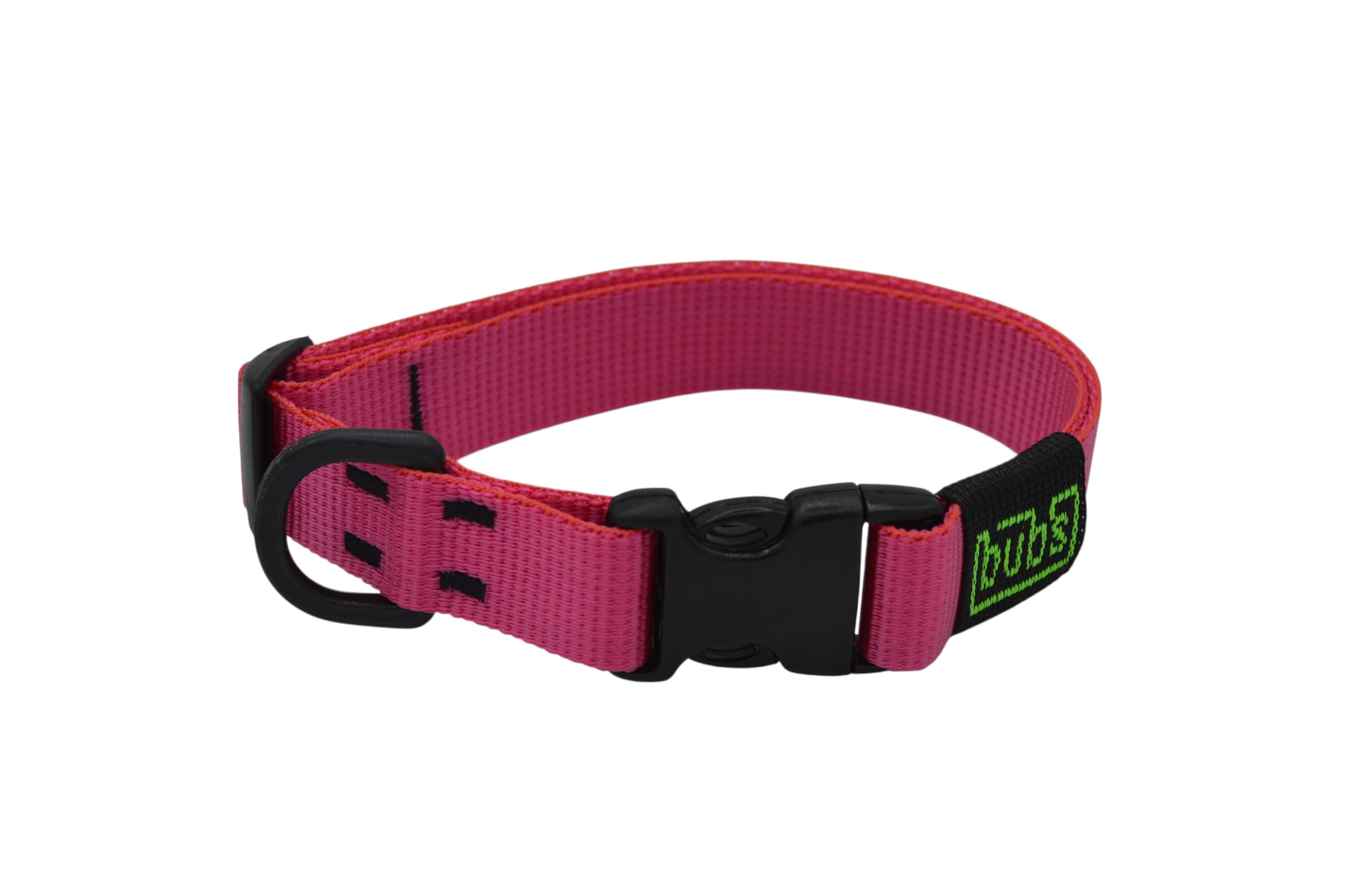 bub's Collar - Collar para Perro con Cierre rápido. (Rosa, M 34 a 53 cm 25 mm Ancho)