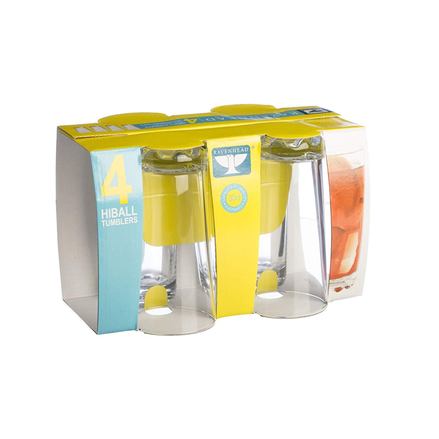 Ravenhead Essentials Hobnobs Set of 4 Hiball Gl, 30cl