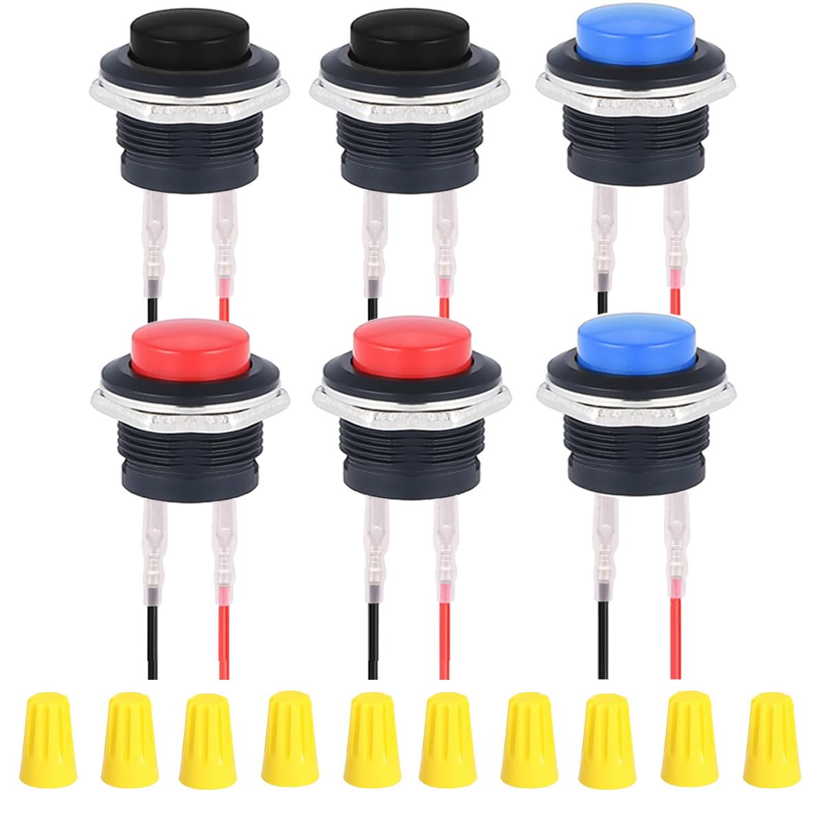 Amazon.co.jp: MKBKLLJY 6個入り 16mm 赤/青/黒 モーメンタリプッシュ